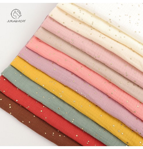 high quality gold dots muslin glitter fabric 100% cotton 2 layers on customized colors accept order with mix colors high quality gold dots muslin glitter fabric 100% cotton 2 layers on customized colors accept order with mix colors