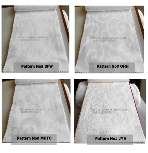 Deeda factory 100% cotton satin white jacquard fabric hotel linen Deeda factory 100% cotton satin white jacquard fabric hotel linen