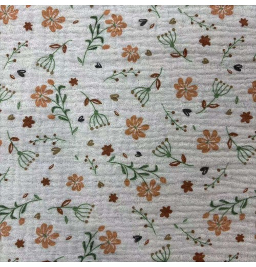 100 dress fabric cotton crinkle double gauze color ground printed fabric for garments' materials - 1113# 100 dress fabric cotton crinkle double gauze color ground printed fabric for garments' materials - 1113#