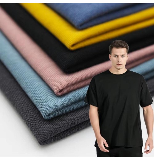 Factory Wholesale Knitted Oversize Plain 300GSM 100% Pure Cotton Jersey Tshirt Fabric Material for T-shirt Clothing Factory Wholesale Knitted Oversize Plain 300GSM 100% Pure Cotton Jersey Tshirt Fabric Material for T-shirt Clothing